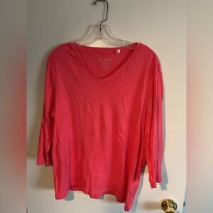 Women's Pink V-Neck Top Chicos